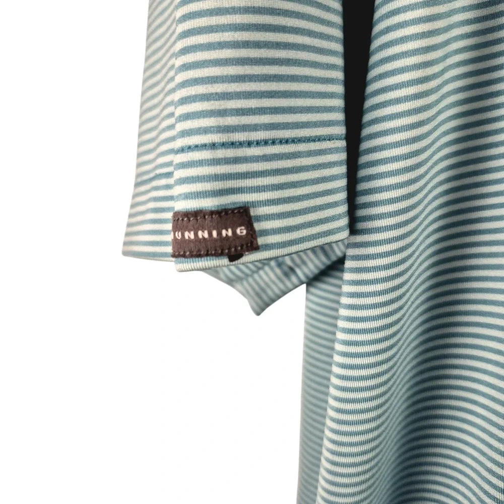 Dunning‎ Golf Mens XL Teal Striped Performance Polo Shirt Stretch